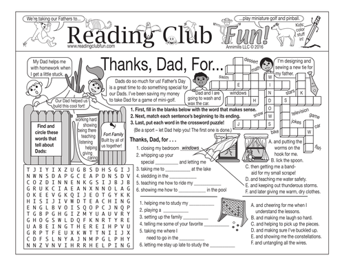 Bundle: Another Father's Day Two-Page Activity Set and Word Search Puzzle