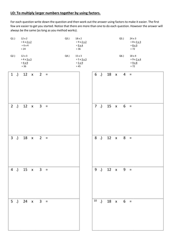 Factors by Multiplication Method