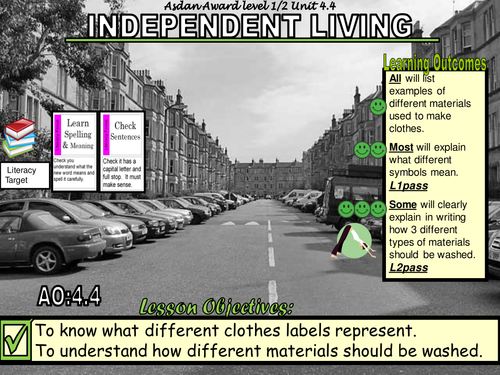 ASDAN- independent living -washing labels