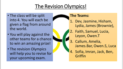 The Revision Olympics - Fun revision game with lots of different tasks. 