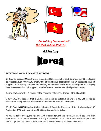 A2 History Revision Aid  'Containing Communism'  The Korean War
