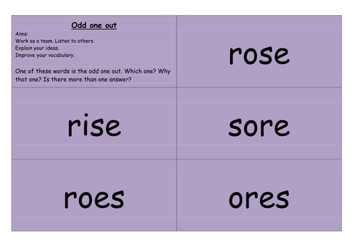 Odd One Out Vocabulary Game Teaching Resources