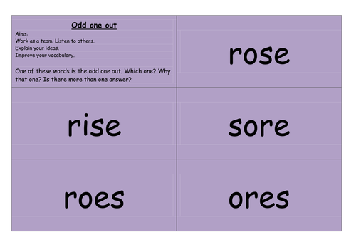 Odd one out vocabulary game