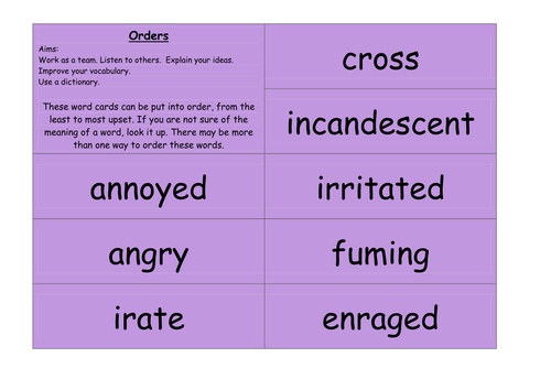Ordering vocabulary game