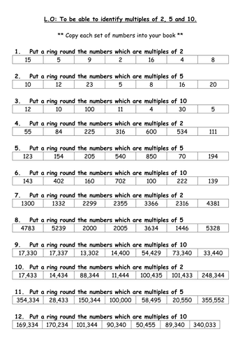 Multiples and Factors UKS2 PowerPoint and Differentiated Activities 