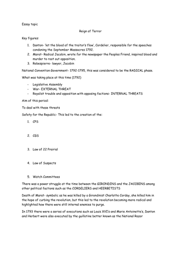 Reign of Terror- very basic overview 