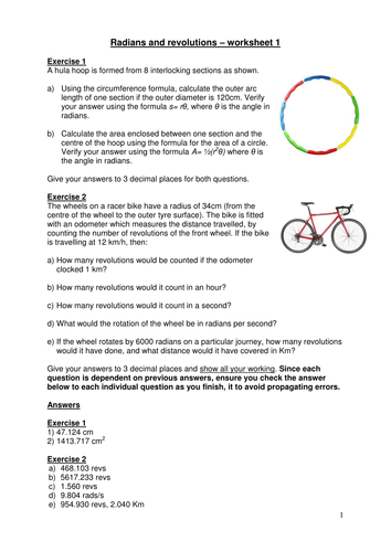  Radians and revolutions – worksheet 1