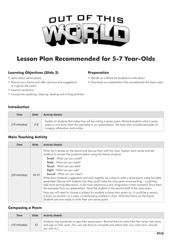 Sense Poetry Writing Lesson Plan 
