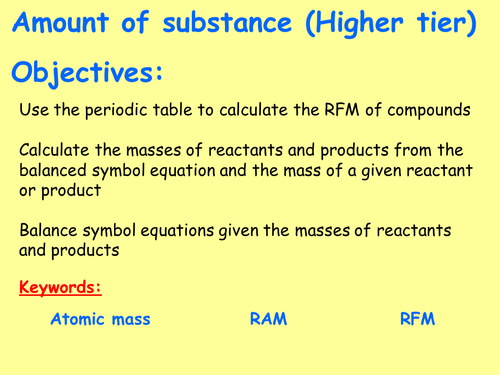 AQA C3.4 (New Spec - exams 2018) - Amounts of substances in equations (Higher tier)