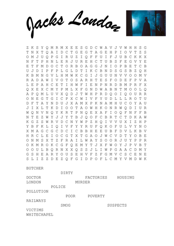 Jack the Ripper wordsearch