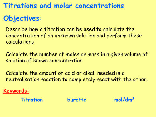 AQA C3.7 (New Spec - exams 2018) - Concentrations in mol/dm3 (Triple Only)
