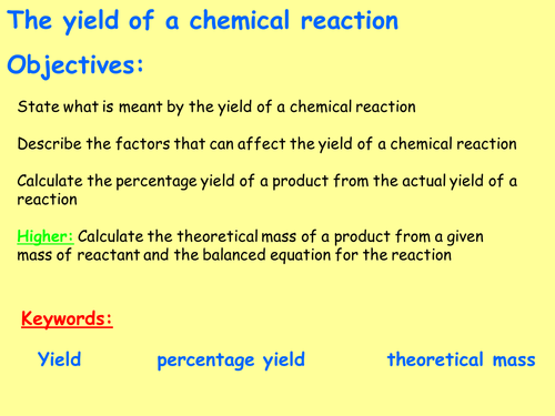 AQA C3.8 (New Spec - exams 2018) - Percentage Yield (Triple Only)