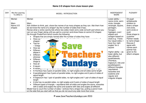 Guess the 2D Shape  KS2 Worksheets, Lesson Plans and PowerPoint