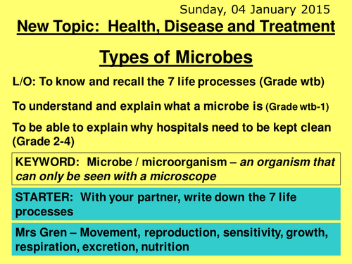 New Curriculum Scheme of Work for Year 8's on Health and Disease