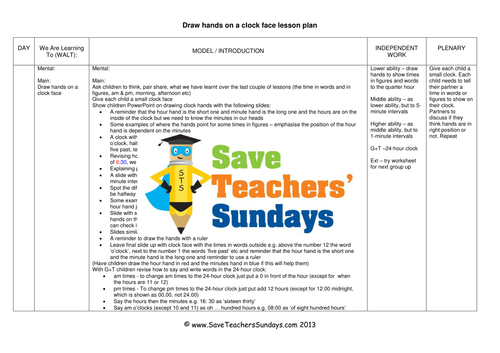 Clock Hands KS2 Worksheets, Lesson Plans and PowerPoint