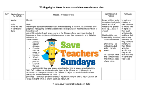 Digital Time KS2 Worksheets, Lesson Plans and PowerPoint