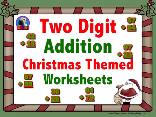 Two Digit Addition - Christmas Themed Worksheets - Vertical