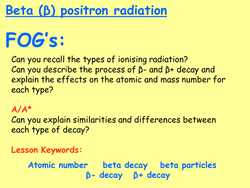 Edexcel P3.14 - Beta and positron radiation
