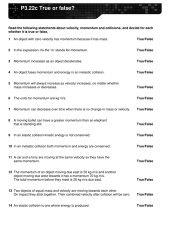 Edexcel P3.22 - Collisions