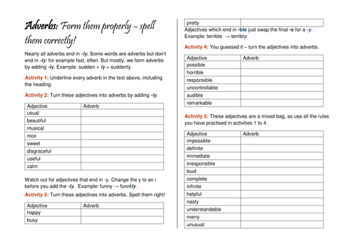 Adverb formation and spelling 