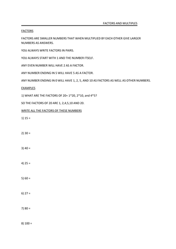 Factors and Multiples