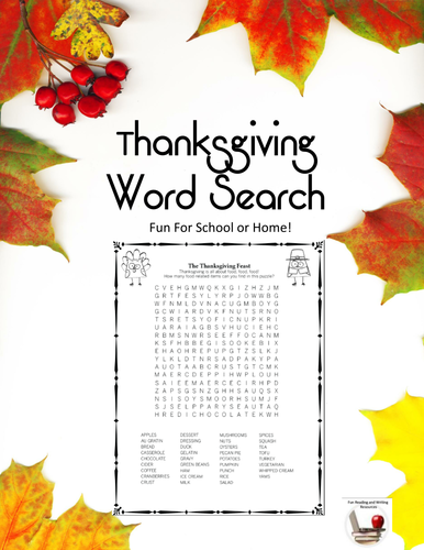 Thanksgiving Word Search