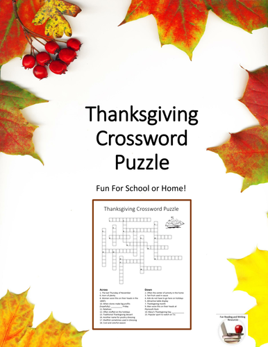 Thanksgiving Crossword Puzzle