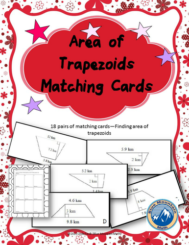 Area of Trapezoid Matching Card Set