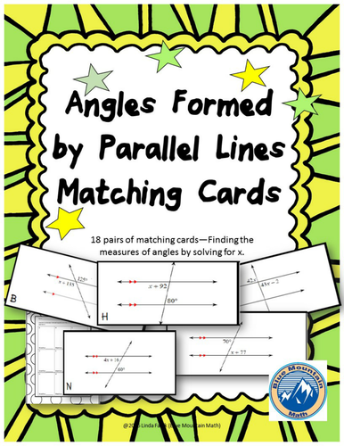 Angles Formed by Parallel Lines Matching Card Set