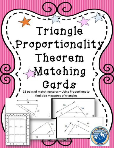 Triangle Proportionality Theorem Matching Card Set