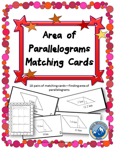 Area of Parallelograms Matching Card Set