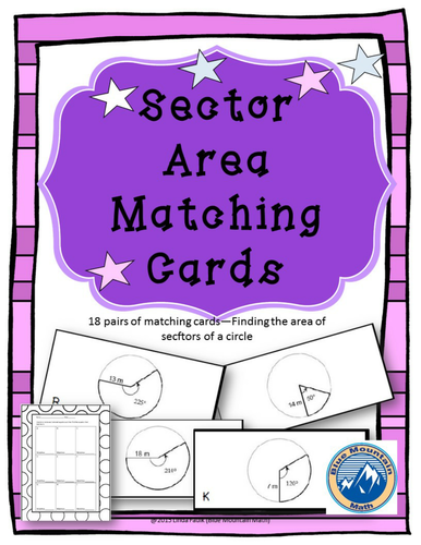 Area of Sectors Matching Card Set