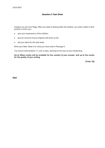 iGCSE Core Paper Letter Writing using formality