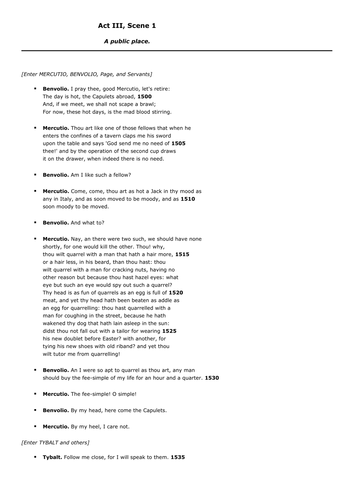 Romeo & Juliet Scheme of Learning 