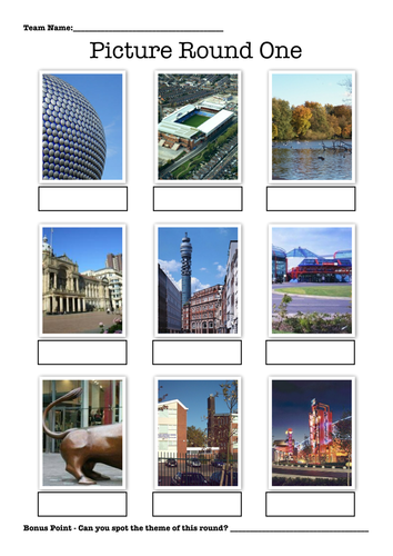 Picture Rounds Quiz - Birmingham Theme