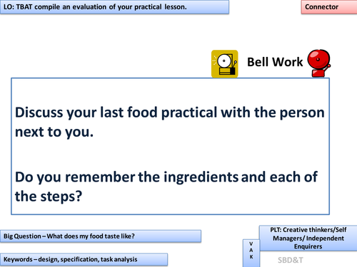 Food Technology Flowchart and Evaluation of any practical lesson