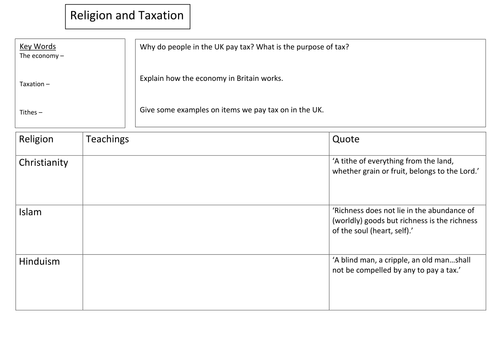 Religious Studies Short Course B - Tax 