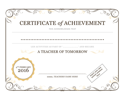 Teacher of Tomorrow Certificate to award student participation in events