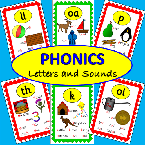 70 Phonics flash cards- Letters and Sounds Literacy phases 1-6
