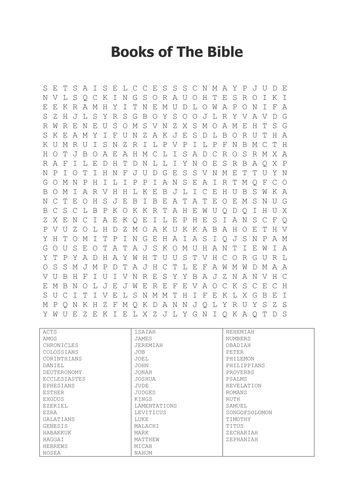 Books of the Bible Wordsearch