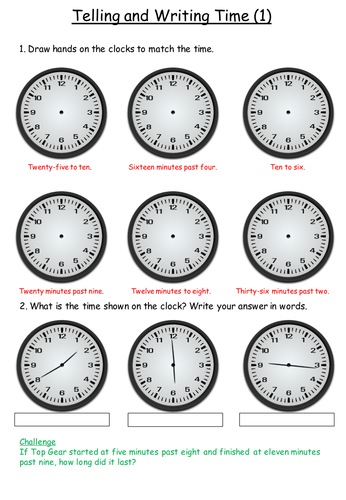 Year 2/3 Matching Analogue Time with Words (Differentiated)