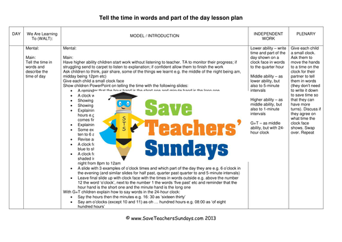 Telling the Time in Words KS2 Worksheets, Lesson Plans, PowerPoint and Answer Frame 