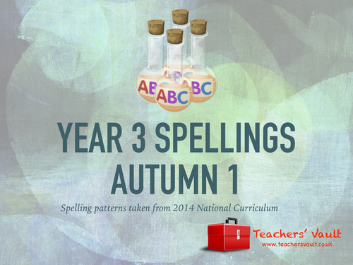 Y3 Spelling Lists Autumn 1