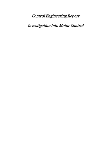 Control Engineering Investigation into Motor Control Simulation Results and Matlab Coding 