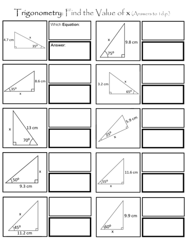 Trigonometry, SOH CAH TOA Consolidation Tasks