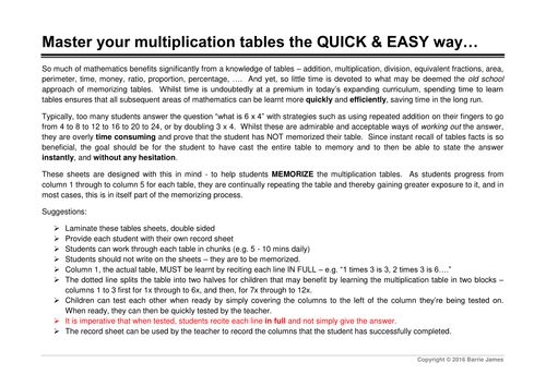 Master your multiplication tables the QUICK & EASY way…
