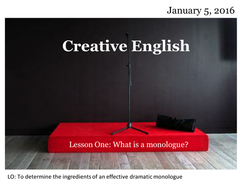 Writing A Monologue Powerpoint And Activity