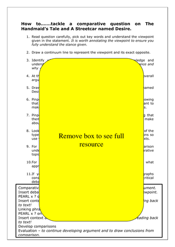A Handmaid's Tale / Streetcar: How to tackle comparative exam questions on Paper 2 Section B