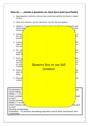 Jane Eyre / Love Poetry NEW AQA A-Level: Exam Strategy for students tackling Section C of Paper 1