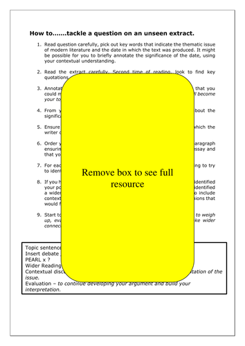 NEW English Literature AQA A: How to tackle exam questions on the unseen extract.